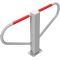 Car-park barrier foldable | with triangular lock | self-engaging lock | to be fixed by plugswith base plate 100 x 150 mm | hot-dip galvanized with red reflecting stripes
